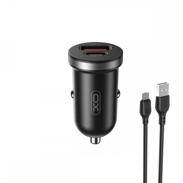 ΦΟΡΤΙΣΤΗΣ ΑΥΤΟΚΙΝΗΤΟΥ XO CC56 PD 30W QC 1x USB 1x USB-C black + USB - microUSB cable