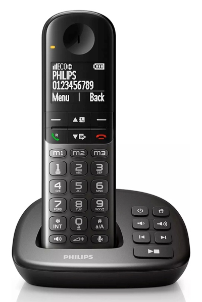 ΤΗΛΕΦΩΝΟ ΑΣΥΡΜΑΤΟ PHILIPS XL4951DS/34 ελληνικό μενού, τηλεφωνητής, μαύρο