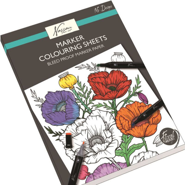 ΜΠΛΟΚ COLOURING SHEETS ΓΙΑ ΜΑΡΚΑΔΟΡΟΥΣ , 25X35CM 16PCS, FLORAL NASSAU