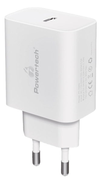 ΦΟΡΤΙΣΤΗΣ ΜΠΡΙΖΑΣ POWERTECH PT-1043, USB-C, PD QC3.0, 30W, λευκός