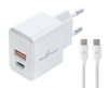 ΦΟΡΤΙΣΤΗΣ ΜΠΡΙΖΑΣ POWERTECH PT-1248, καλώδιο, USB/USB-C, 20W, GaN, λευκός