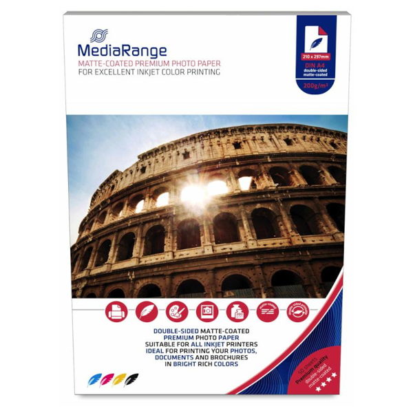 ΧΑΡΤΙ ΦΩΤΟΓΡΑΦΙΚΟ MEDIARANGE MATT DOUBLE SIDE 200gr Α4 100Φ MRINK102