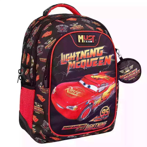 ΣΧΟΛΙΚΗ ΤΣΑΝΤΑ ΠΛΑΤΗΣ ΔΗΜΟΤΙΚΟΥ DISNEY CARS LIGHTNING MCQUEEN MUST TEAM 3 ΘΗΚΕΣ 0005654851