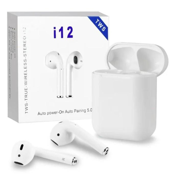 ΑΚΟΥΣΤΙΚΑ i12 Airpods,Wireless,bluetoothStereo,USB BT V5.0 white