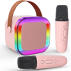 HXEIO BLUETOOTH RGB KARAOKE KAI 2 ΜΙΚΡΟΦΩΝΑ Κ12 ΡΟΖ