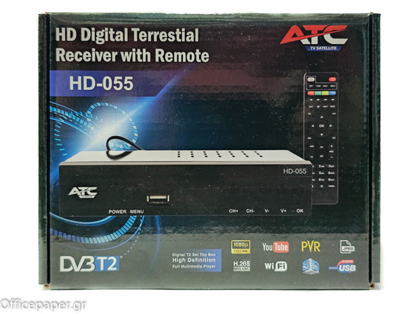 ΑΠΟΚΩΔΙΚΟΠΟΙΗΤΗΣ TV TUNER ATC HD-055 Τ30 DVB-T2 MPEG-2,MPEG-4,Η.265 FULL HD 1080P