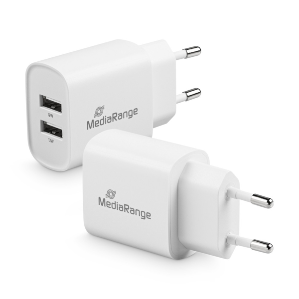 ΦΟΡΤΙΣΤΗΣ ΤΟΙΧΟΥ MEDIARANGE 12W 2X USB-A WHITE  (MRMA114)
