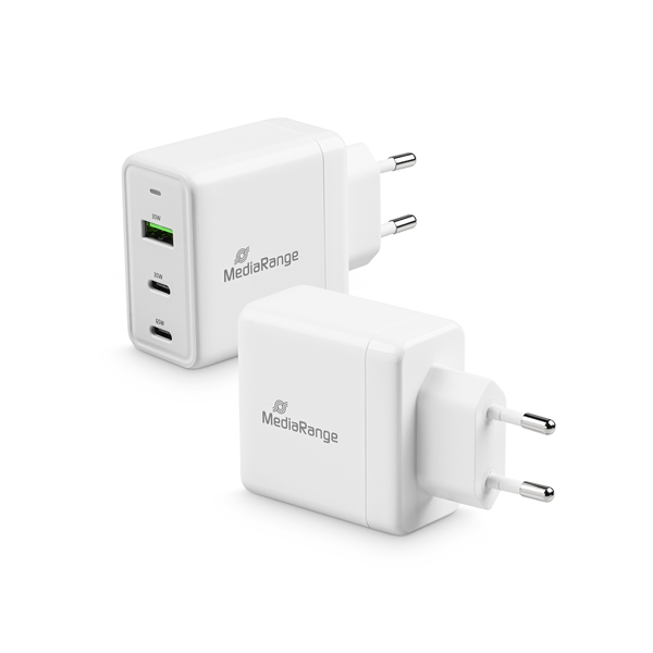ΦΟΡΤΙΣΤΗΣ ΤΟΙΧΟΥ MEDIARANGE 65W FAST CHARGER 1XUSB-A  2XUSB-C WHITE  (MRMA116)