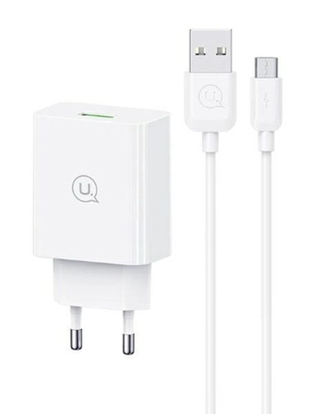 ΦΟΡΤΙΣΤΗΣ ΜΠΡΙΖΑΣ USAMS SCXLTZ01 με καλώδιο micro USB, USB, 18W, λευκός