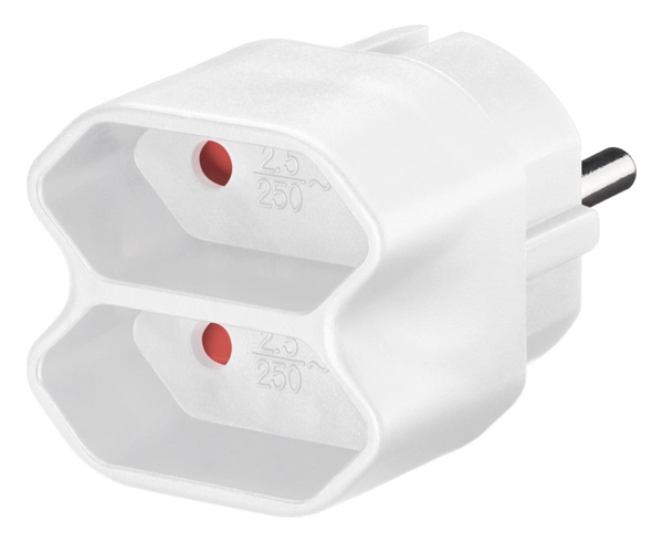 ΑΝΤΑΠΤΟΡΑΣ GOOBAY 2 EURO 230V 2.5A  ΛΕΥΚΟΣ