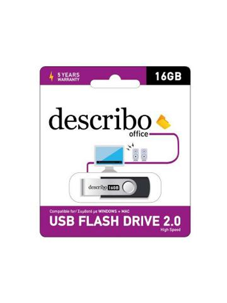 ΜΝΗΜΗ USB DESCRIBO 16GB BLACK-BLUE  USB 2.0 SWIVEL