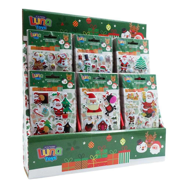 ΑΥΤΟΚΟΛΛΗΤΑ ΧΡΙΣΤΟΥΓΕΝΝΙΑΤΙΚΑ 10X22EK PUFFY GLITTER 6ΣΧΕΔΙΑ 000621136